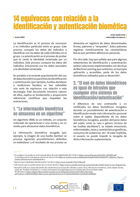 14 equívocos con relación a la identificación y autenticación biomética